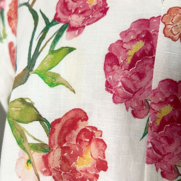 Brooke Wright Nancy Shift Mini Dress Floral Bird Print Cotton Linen Size XS - Picture 6 of 6